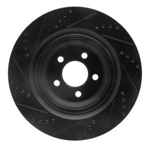 Chrysler 300 Brake Rotor (1) - Rear Right - R1 Concepts - Drilled & Slotted - Black - `05-`23